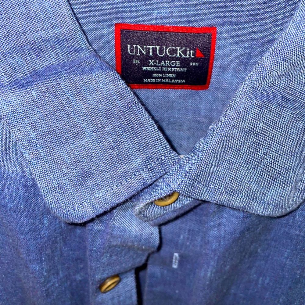 Untuckit light blue linen mens shirt size XL